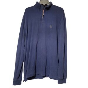 Chaps Men's Quarter Zip Sweater Pullover Navy Blue size Lg Cotton‎ Classic